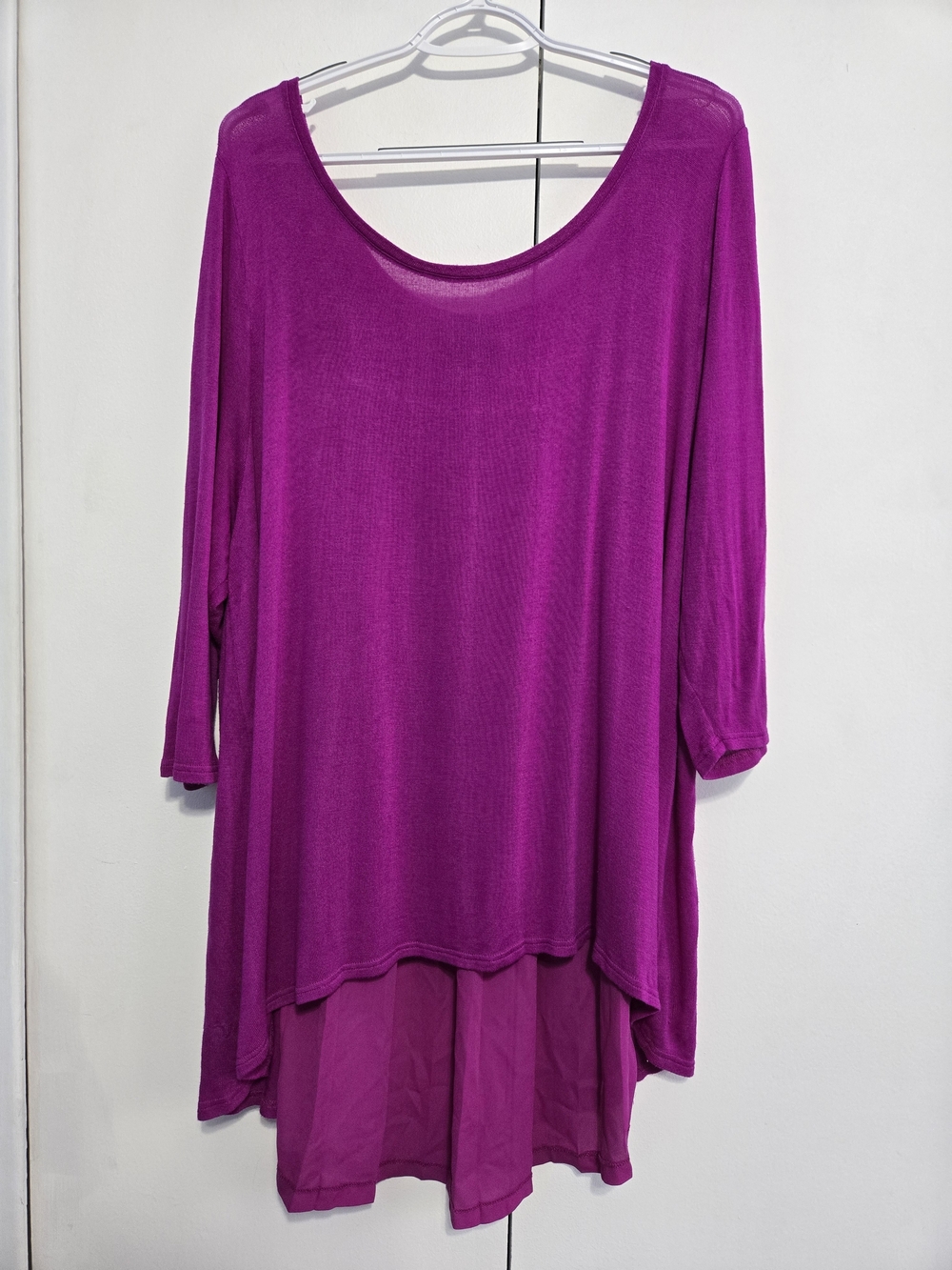 Lane Bryant 22/24 Purple Layered Tunic Top Chiffon Hem Plus Size